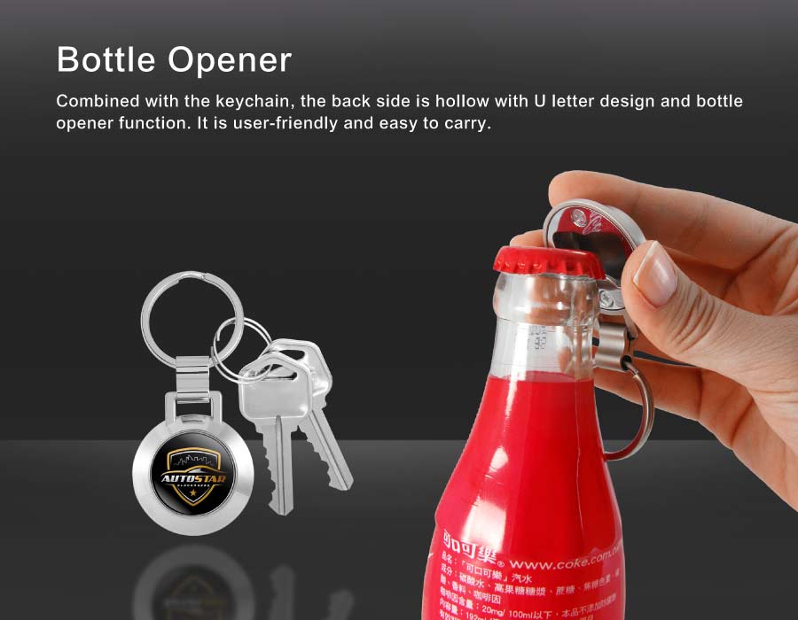 Round Shape Keychain with bottle opener function