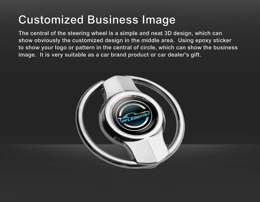 Steering Wheel Keyring With Rotating Structure- Customized Business Image