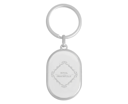 The front side of Capsule Shaped Metal Keychain