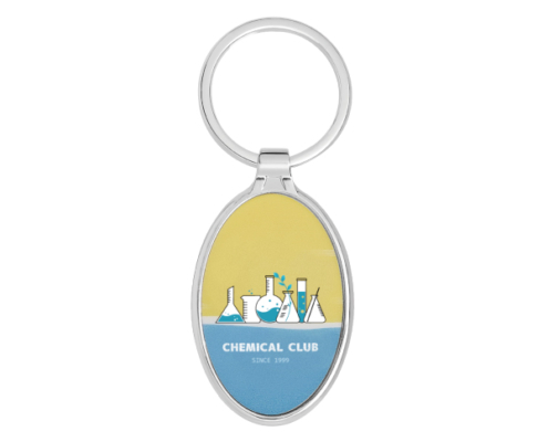 The front side of Oval Shaped Metal Keychain