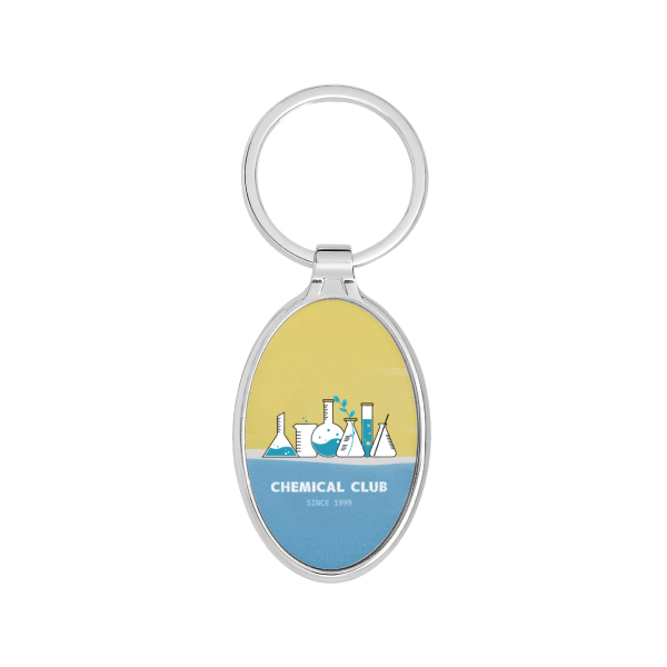 The front side of Oval Shaped Metal Keychain
