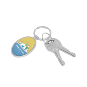 Two keys with Oval Shaped Metal Keychain