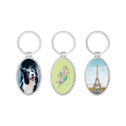 Put your valuable photo on the oval shaped metal keychain.