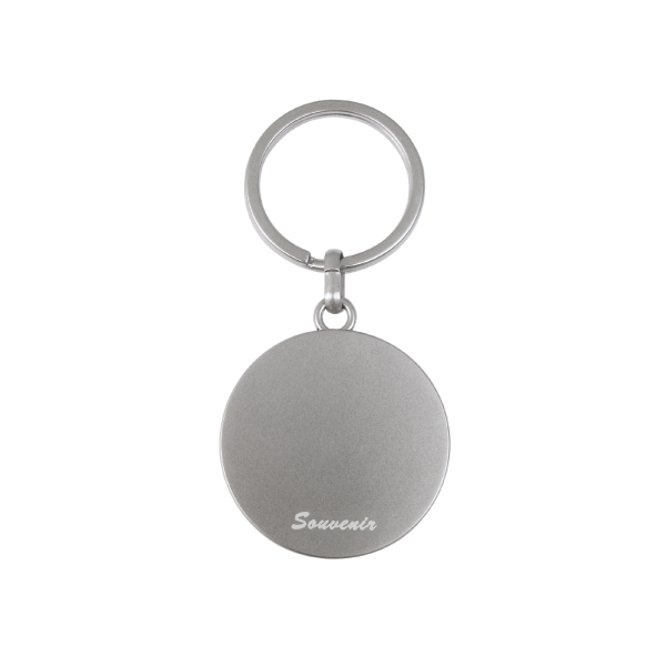 Laser engraved with your logo on the back side of Round Photo Frame Keyring