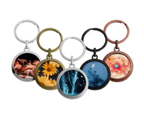 Round Photo Frame Keyring can be plated with difference colors.
