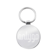 The back side of Round Shaped Metal Keychain can be laser engraved.