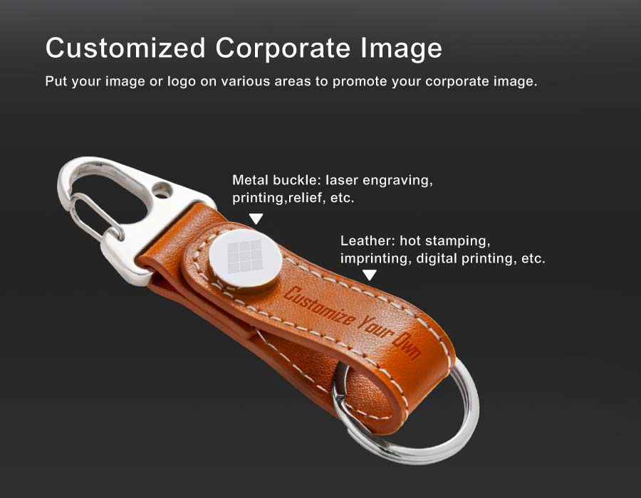 Manly Style Leather Keychain-promote your corporate image with your image or logo