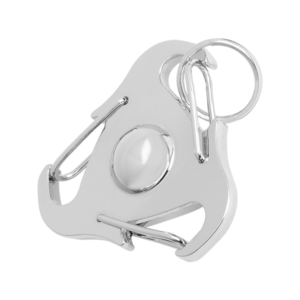 Three hooks on the Triangle Multi-Function Bottle Opener Keychain are convenient.