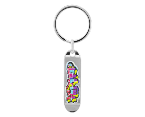 The front side of Skateboard Shaped Zinc Alloy Keychain