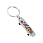 Fully color printed or partial color printed on surface are available on Skateboard Keychain.