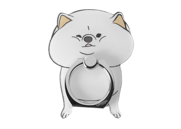 The front side of White Shiba Mobile Ring Holder