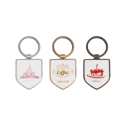 Shield Shaped Metal Keychain can be plated with various colors.