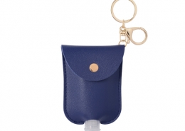 The bottle is elegantly wrapped in leather keyring.