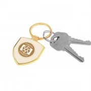 Personalize your Shield Shaped Zinc Alloy Keyring with your own design.