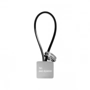 Laser engraved your text on the back side of Custom Square PVC Rope Keychain