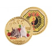 The front side and back side of metal rabbit coin