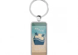 The Front Side Of Metal Rectangle Wave Patterned Keychain